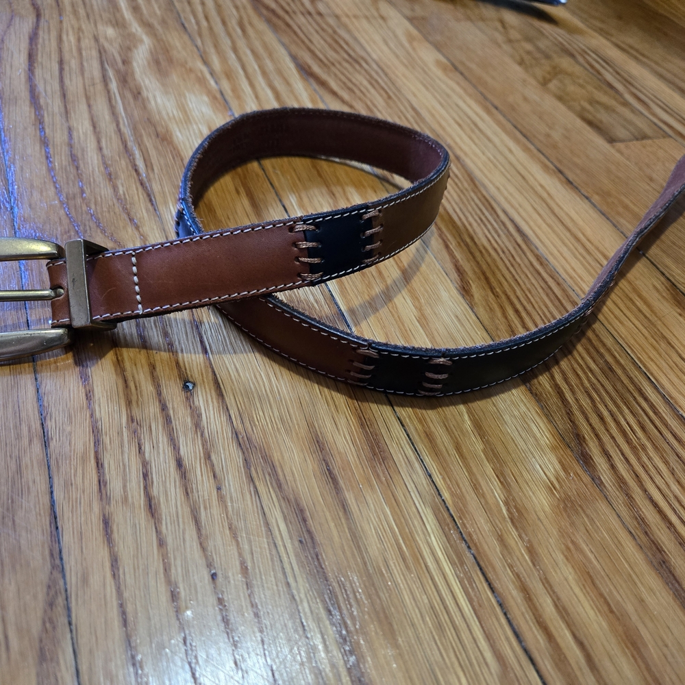 Elegant Women's Vintage 90s Fossil Brown and Black Patchwork Leather Belt